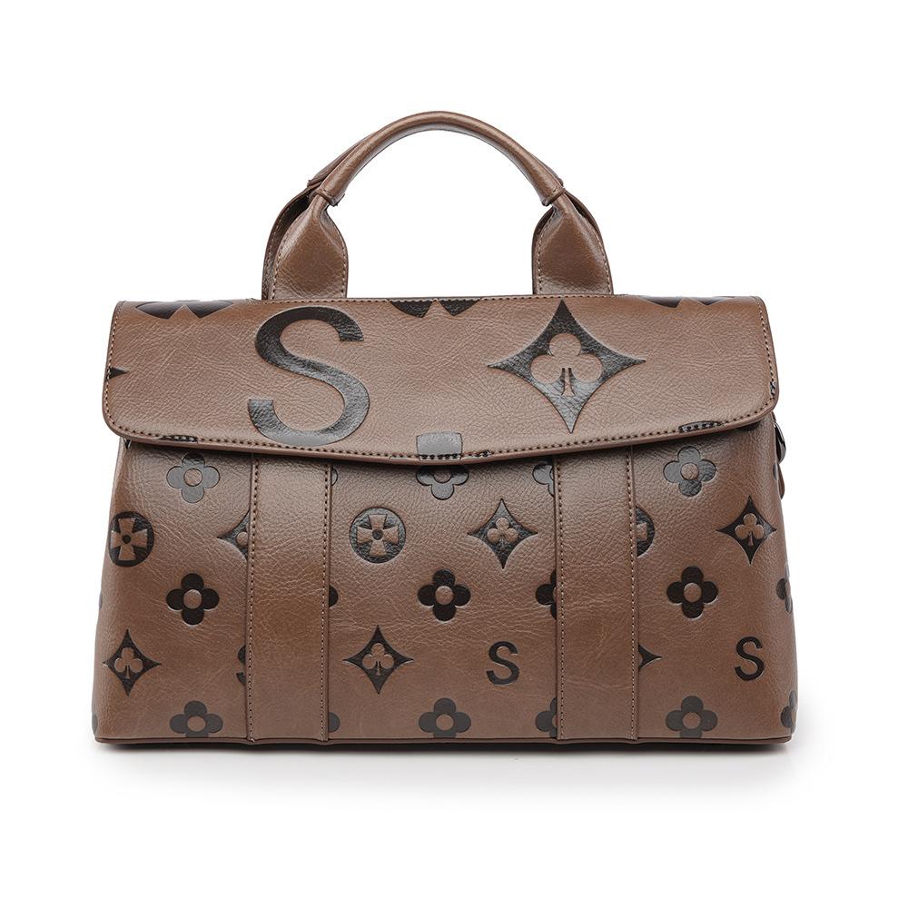 Tragetasche, 3D-geprägte Tasche, Große Kapazität, Kontrastfarbe, Pendeltasche für Damen, Handtasche