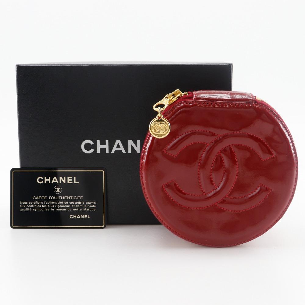 CHANEL COCO Mark Pouch Jewelry case Red enamel Women Used