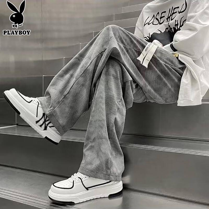 

PLAYBOY Men s American Retro Corduroy Wide-Leg Casual Pants XL