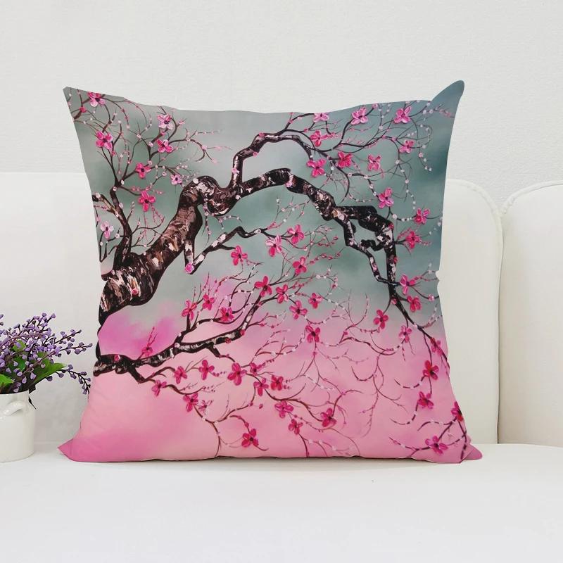 Japanische Kirschblüte Wohndekor Dekorative Kissenbezüge für Wohnzimmerkissen Ästhetische Raumdekoration Kissenbezug 45*45
