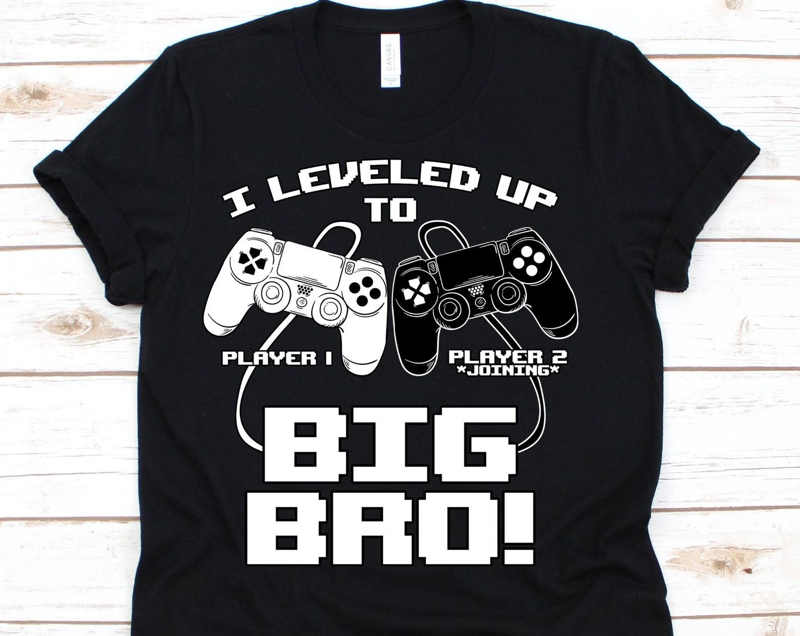 I Leveled Up To Big Bro Tshirt, Big Bro Shirt, Big Brother, Big Bro, Big Bro T-Shirt, Baby Shower, Gender Reveal Announcement, 3XL