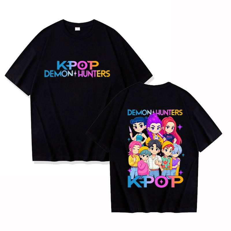 Funny Kpop Demon Hunters Print T-Shirt Women Men Loose Short Sleeve Round Neck Top Female Casual Shirt Tees