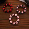 Exaggerated Personality Seven-spotted Ladybug Printed Wooden Beaded Elastic Bracelets for Women Retro Cute Jewelry Accessories