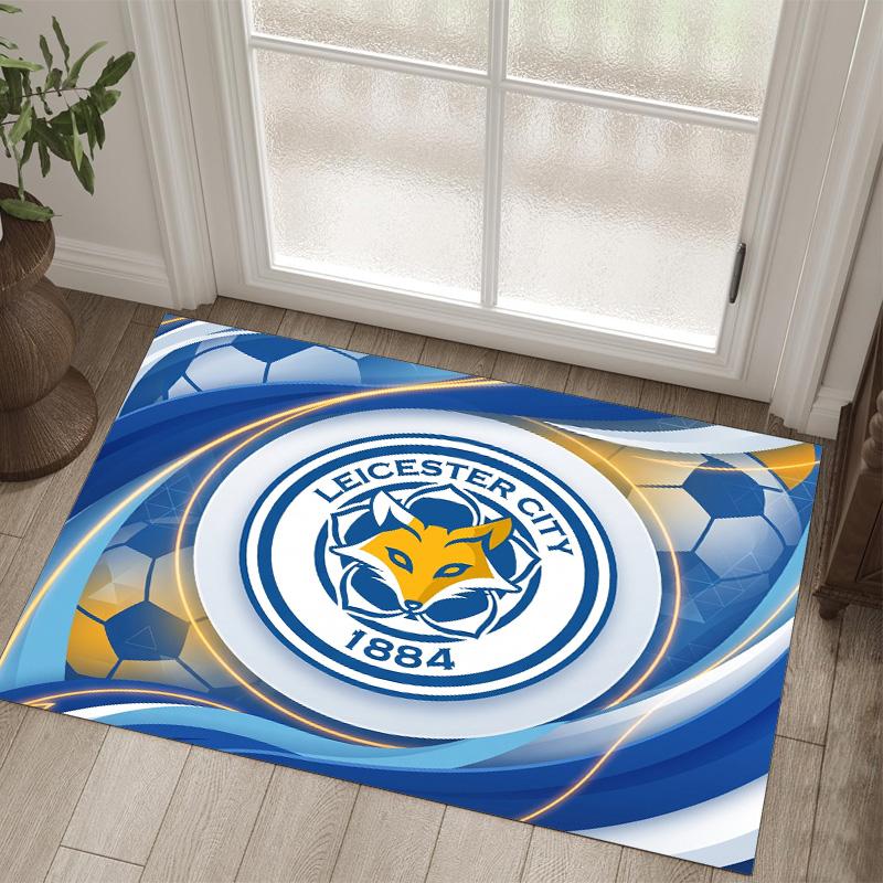 Leicester City Football Design Crystal Velvet Carpet Cozy Non?Slip Printed Rug For Bedroom Living Room Entrance