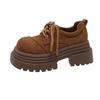 Fashion Women heels brown vintage platform Nubuck Leather Shoes women's Comfortable Lace Up Oxford Loafers Casual College Student Shoe
