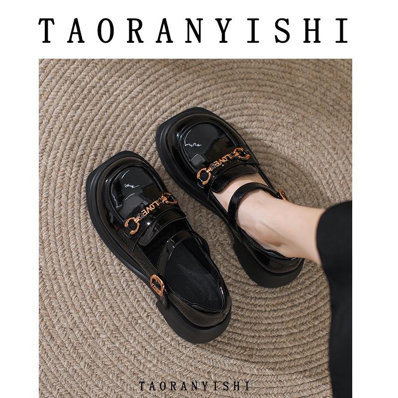 thick-soled black Mary Jane single shoes women's shoes new spring niche loafers small leather shoes