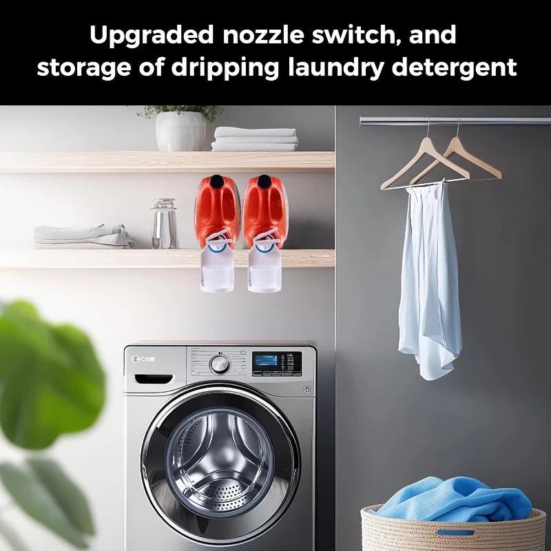 Porta Bicchiere Dispenser Detersivo per Bucato Anti-Sversamento con Ugello a Spruzzo Push-Pause, Salvaspazio, Accessori per la Lavanderia