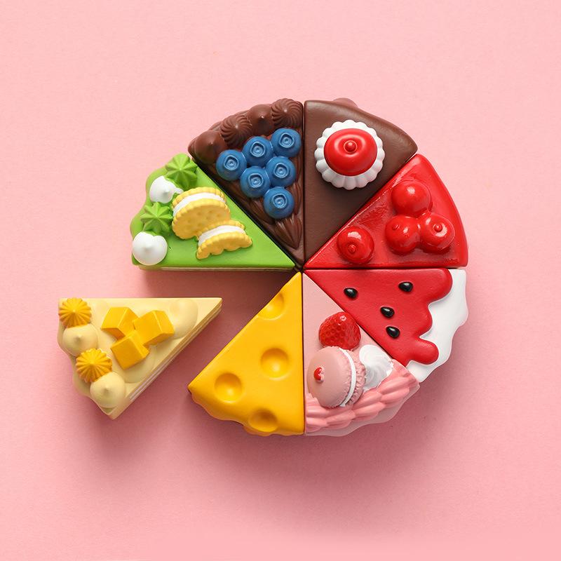 Früchtekuchen Kühlschrankaufkleber Simulation Lebensmittelspielzeug 3D Frucht Simulation Kuchen Kühlschrankdekoration Kreativer Magnetaufkleber