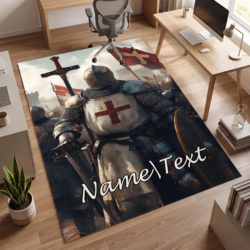 Medieval Knight (5) Personalized Name Office Carpet Stylish Decor for Living Room Bedroom Kitchen