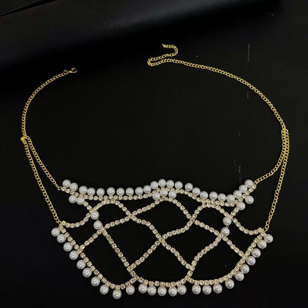 Pearl New Veil Masks Women Mesh Gifts Fashion Chains Face Mask Masquerade Dance Party Costume Sexy Face Accessories Jewelry