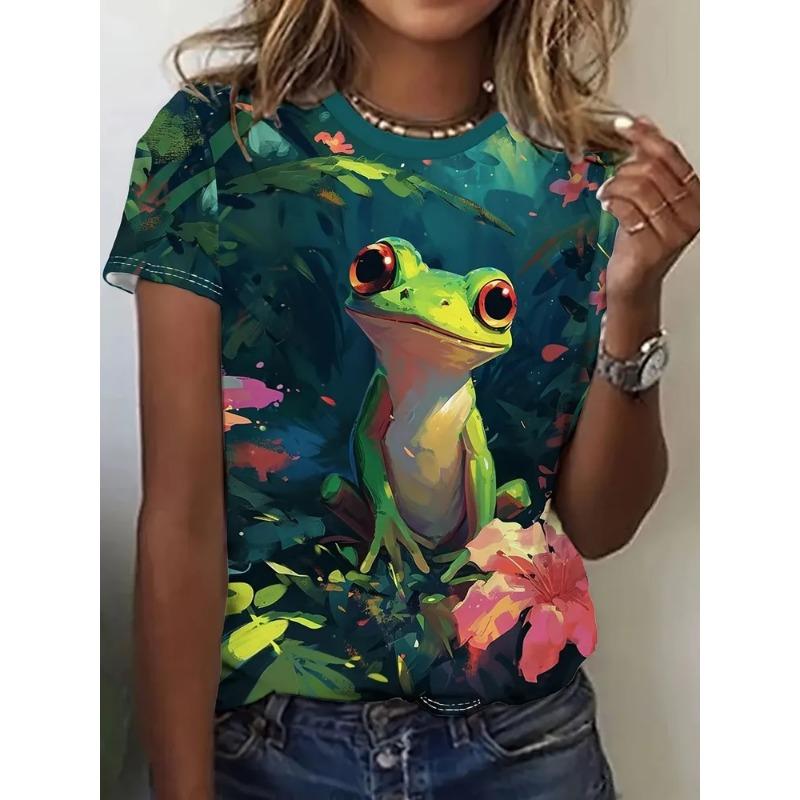 Frog 3D Printed Short Sleeve Summer Vacation Sports Quick Dry Breathable Fashion Comfortable Street T-shirt