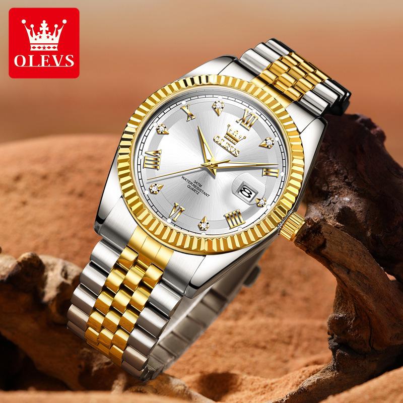 Oulishi Men's Quartz Watch: Single Calendar, Solid Band, Business Waterproof, Luminous
