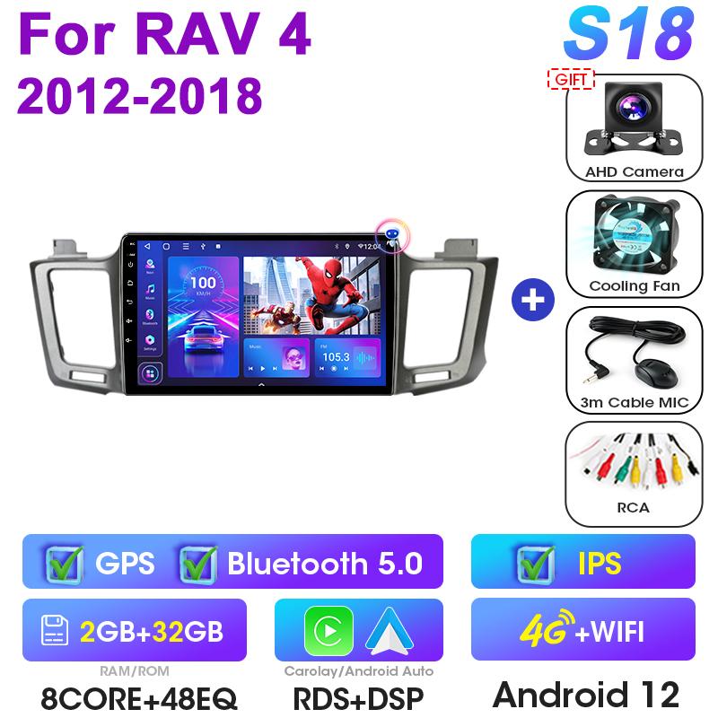 2 Din Android 12 Car Radio For Toyota RAV4 RAV 4 2012-2018 Multimedia Video Player GPS 4G Carplay Auto Stereo RDS DSP Head Unit