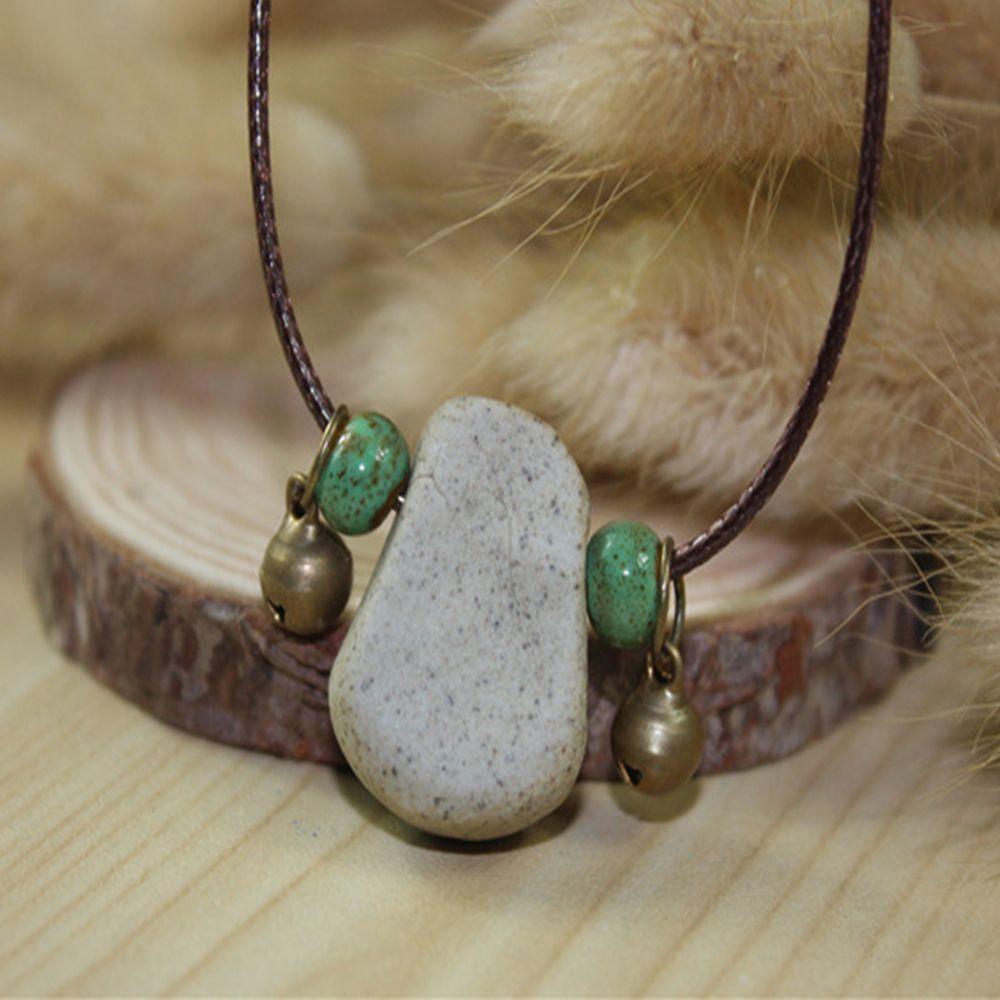 Summer Unisex Irregular Stone Bee Pendant Necklace Ceramic Necklace Sweater Chain Clavicle Chain