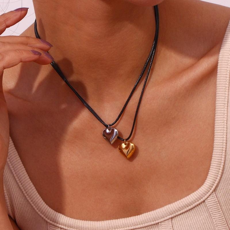 Fashion Neck Jewelry Heart Shape Pendant Necklace Chain Necklaces Rope Necklaces Alloy Material for Party Daily Wear