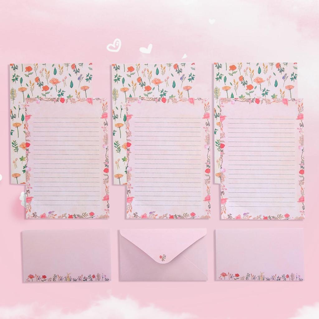 90PCS Stationary Paper and Envelopes Set, Writing Paper Stationery Set,10 Different Style Cute Writing Stationery Paper Letter Set(60 Stationery