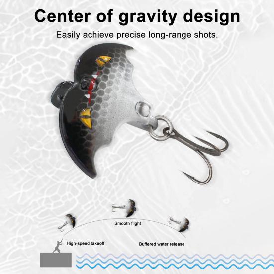 5Pcs Artificial Fishing Baits Hard Lures Treble Hook Design Floating Topwater Fishing Lures Bionic 3D Bat Baits