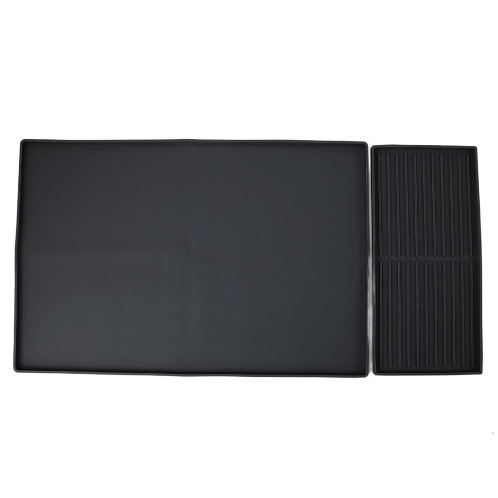 Coffee Machine Bar Mat Heat Insulation Silicone Dual Zone Drying Mat and Drip Tray for Kitchen