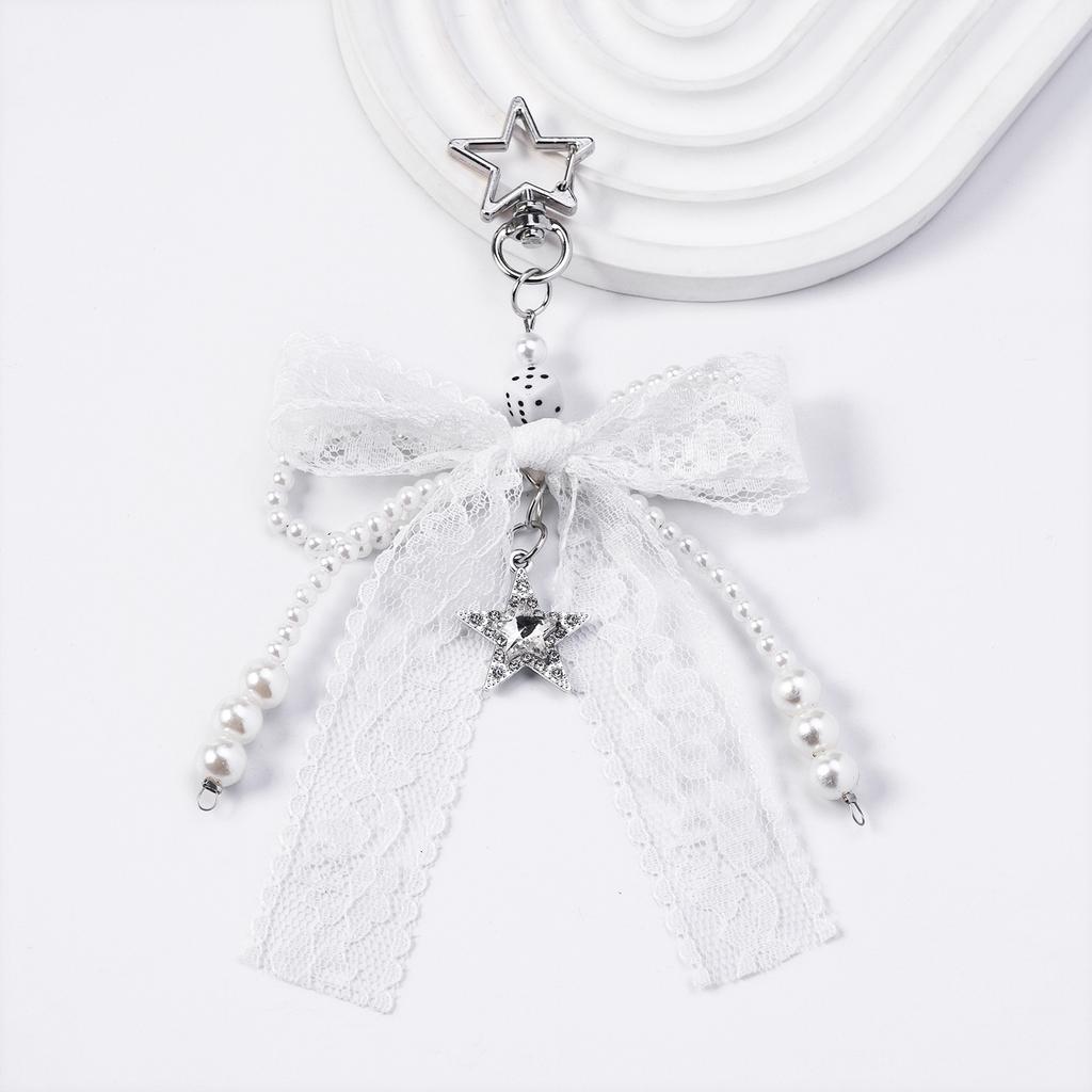 Pearl Bows Bag Charm Pendant Aesthetic Purse Charms Aesthetic keychains Keyring for Women Backpack Purse Handbag Decors