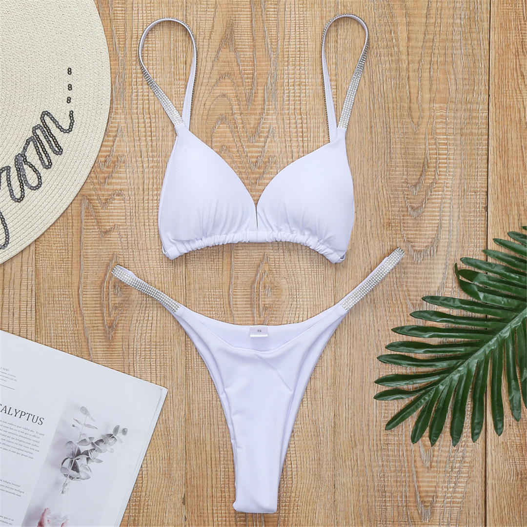 

модний сексуальний жіночий купальник міні-бікіні з паєтками, жіночий купальний костюм, набір бікіні, купальний костюм для купання L білий