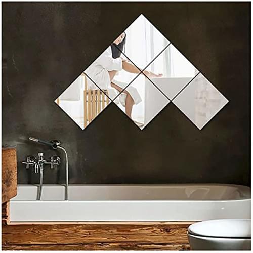 Set of 10 Shatterproof Acrylic Full-Length Mirrors, DIY Wall-Mounted Mirrors, Perfect for Bathrooms (15*15cm)