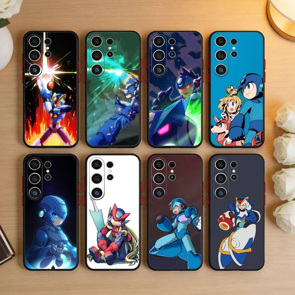 K-Mega Man Anime Phone Case For Samsung S26,S25,S24,S23,S22,S30,S21,Ultra,Plus,FE 5G Black Soft Cover