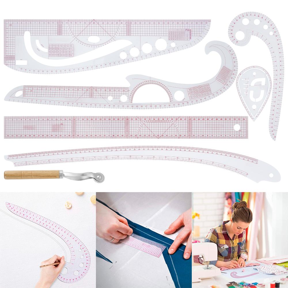 7/9 Stück Nählineal Set Französische Kurve Transparentes Lineal Musterhersteller Designer Schneider DIY Kleidungsstückherstellung Messwerkzeuge