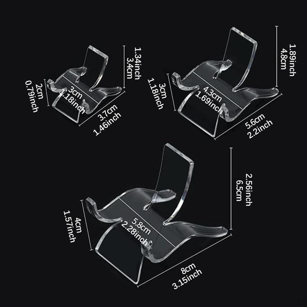 3Pcs Rock Display Stands Holder Bases Lightweight Clear Portable Collection Rack Easel for