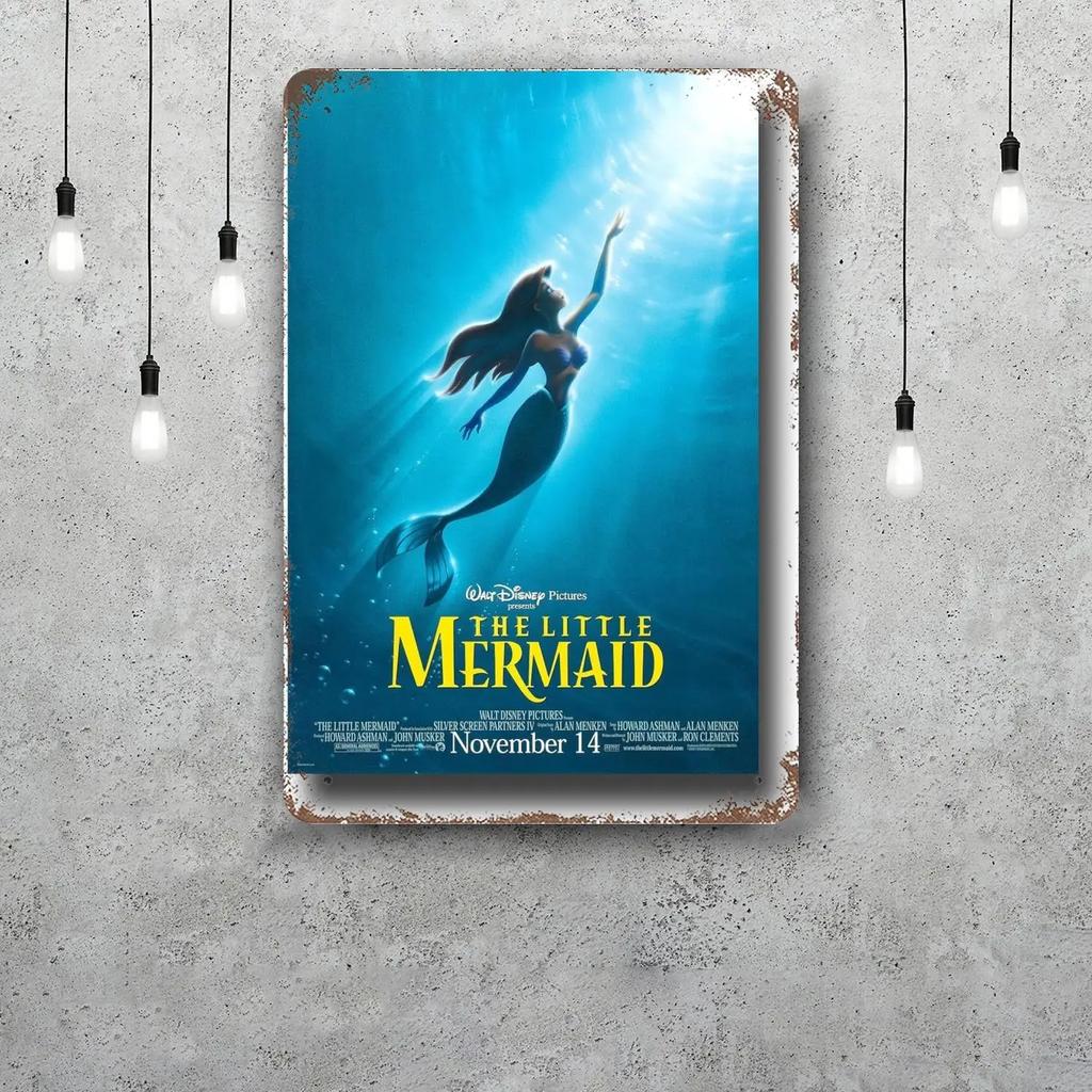 MINISO The Little Mermaid (Signature Edition) Decor Poster Tin Sign Metal Sign Decorative Plaque Pub Bar Cave Wall Decoration