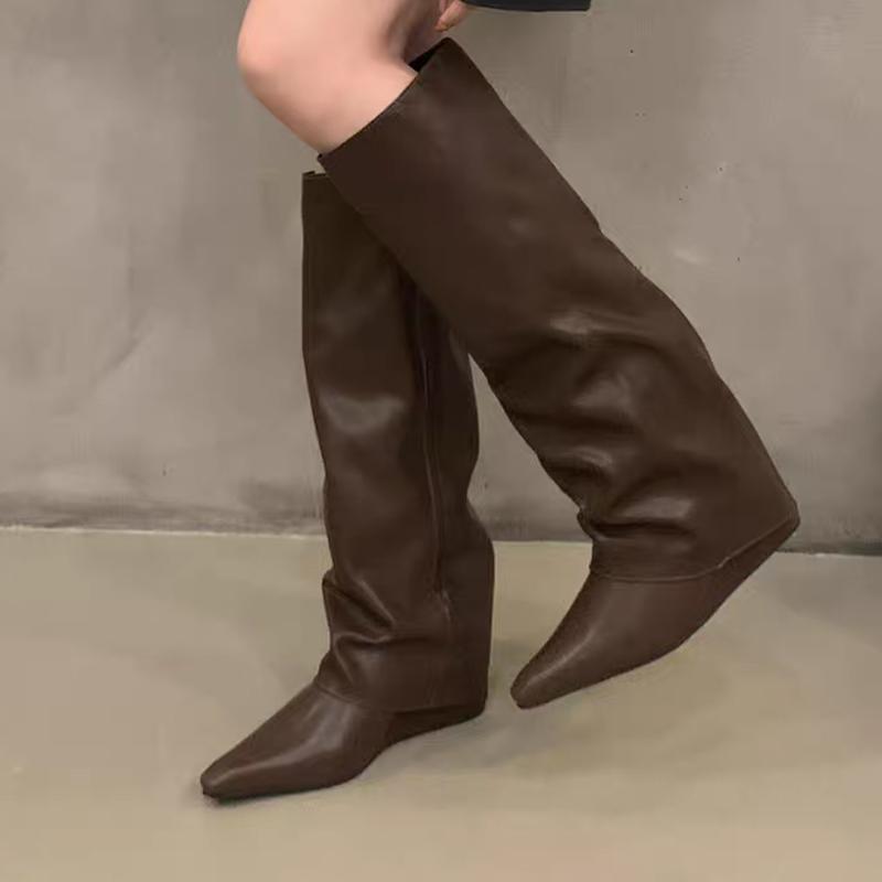 2026 New Wedges Women's High Heels Pointed Toe Designer Shoes High Heels Fashion Luxury Boots Winter Sexy Mujer Chelsea Botas