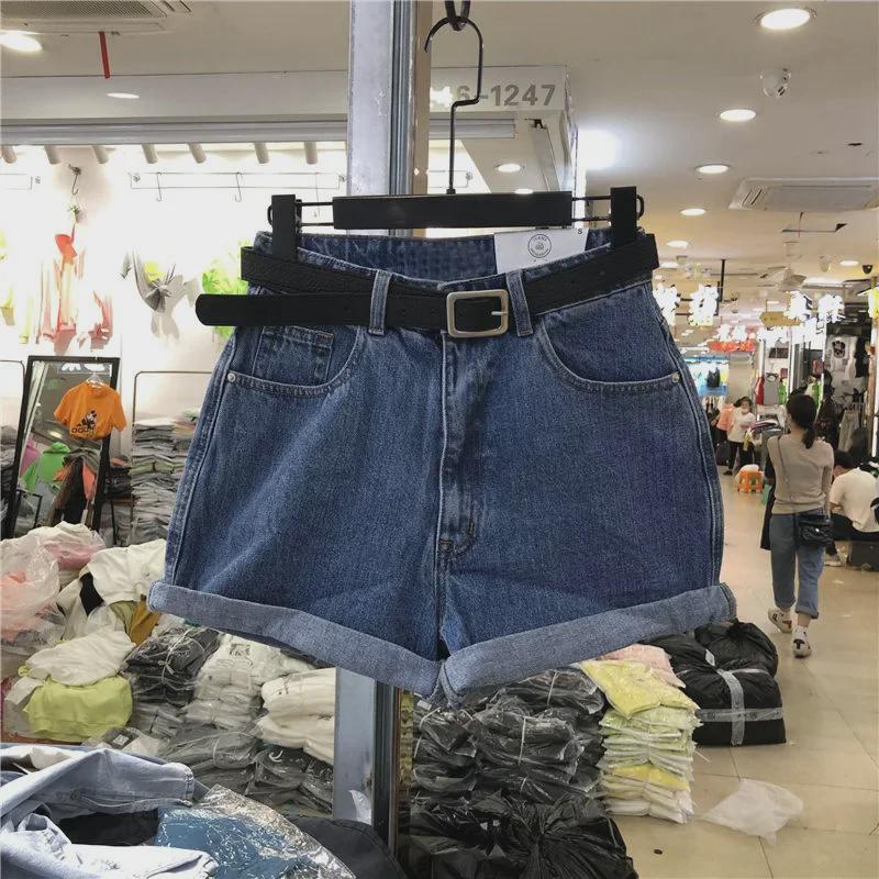 Summer 2022 Korean High-Waist Denim Shorts - Women's Loose Slim Fit Wide-Leg Trend
