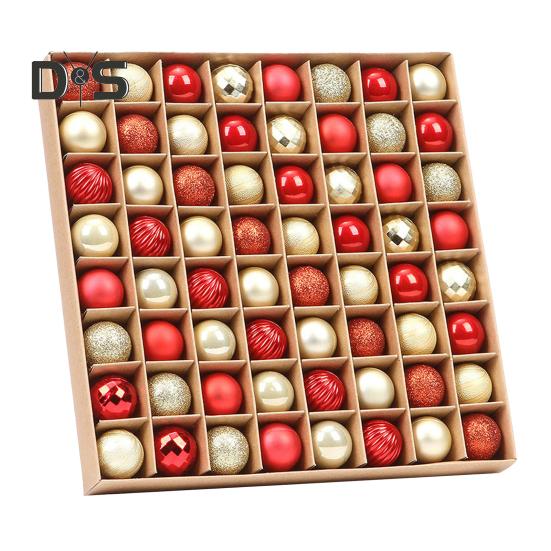 

64 шт. Рождественские шары, небьющиеся, праздничные, декоративная подвеска, сверкающие, 1,18 дюйма, мини-подвесные рождественские шары, украшения для рождественского венка на елку красный