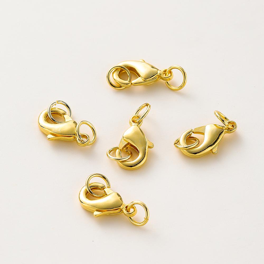 10 pièces/lot Fermoirs mousqueton en Or 14K 18K Avec anneau de saut Chaîne d'extension pour collier et bracelet Connecteurs Pour la fabrication de bijoux DIY Apprêts