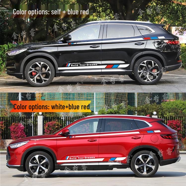 Samolepky na auto BYD Qin PLUS/Song PRO/Han Tang: Barevné pruhy na pas pro ozdobu těla