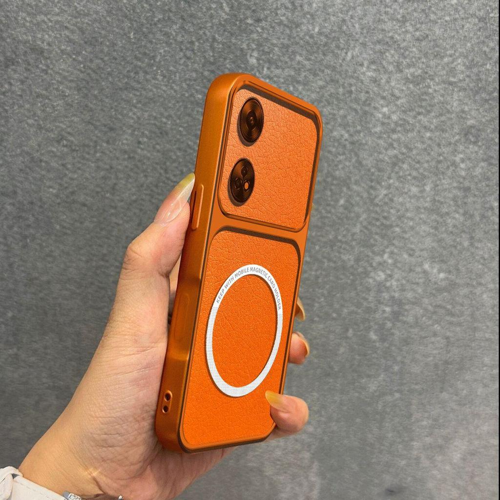 Upgraded Big Lens Protection Case for OPPO Reno8 T 4G Luxury Leather Casing with Magnetic Ring