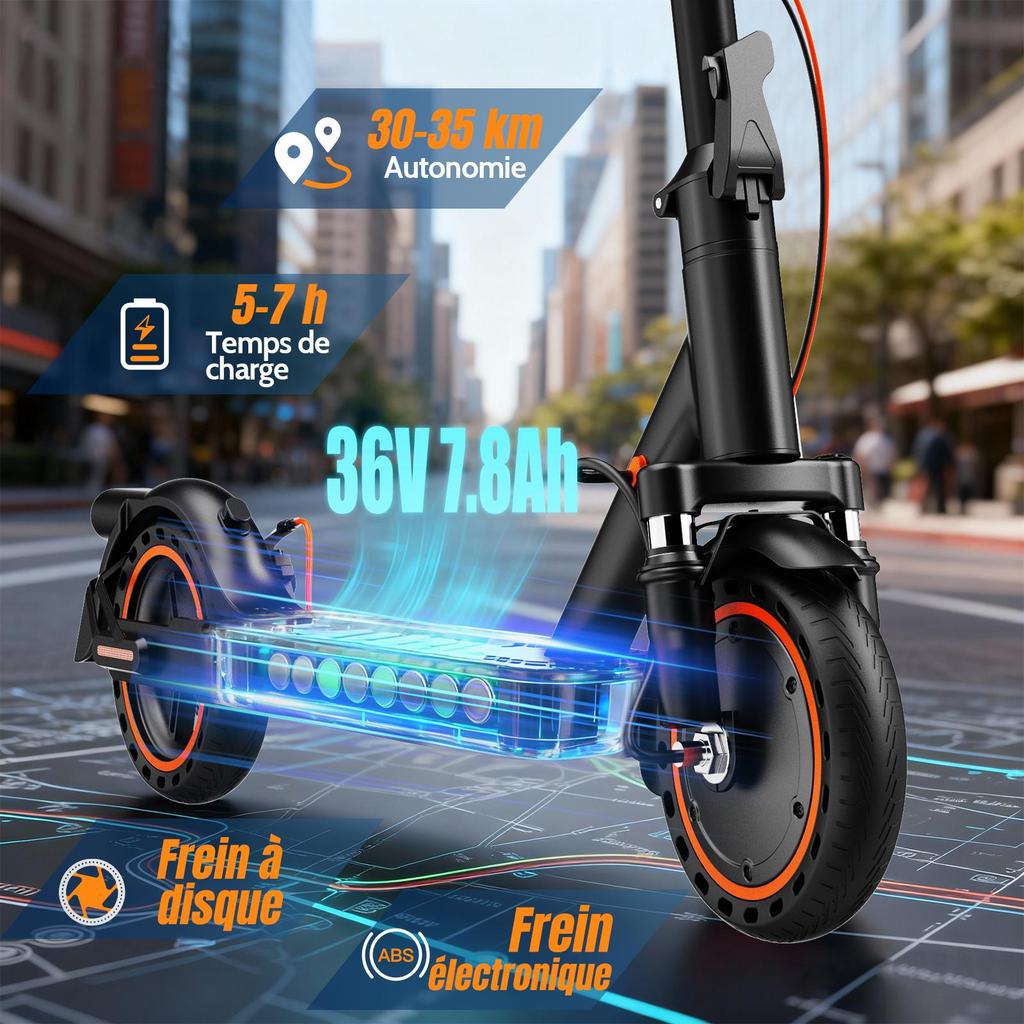 TODIMART T6S Foldable Electric Scooter for Adults – 650W Peak Motor, 30KM Range, 36V 7.8Ah Battery, with Turn Signals, Suspension