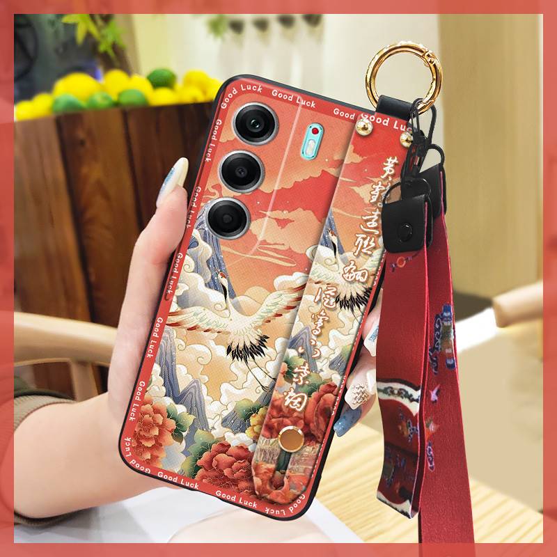 Shockproof Protective Phone Case For Tecno Camon40 4G/CM5 Durable Lanyard Anti-knock Phone Holder Silicone For Mom Ring
