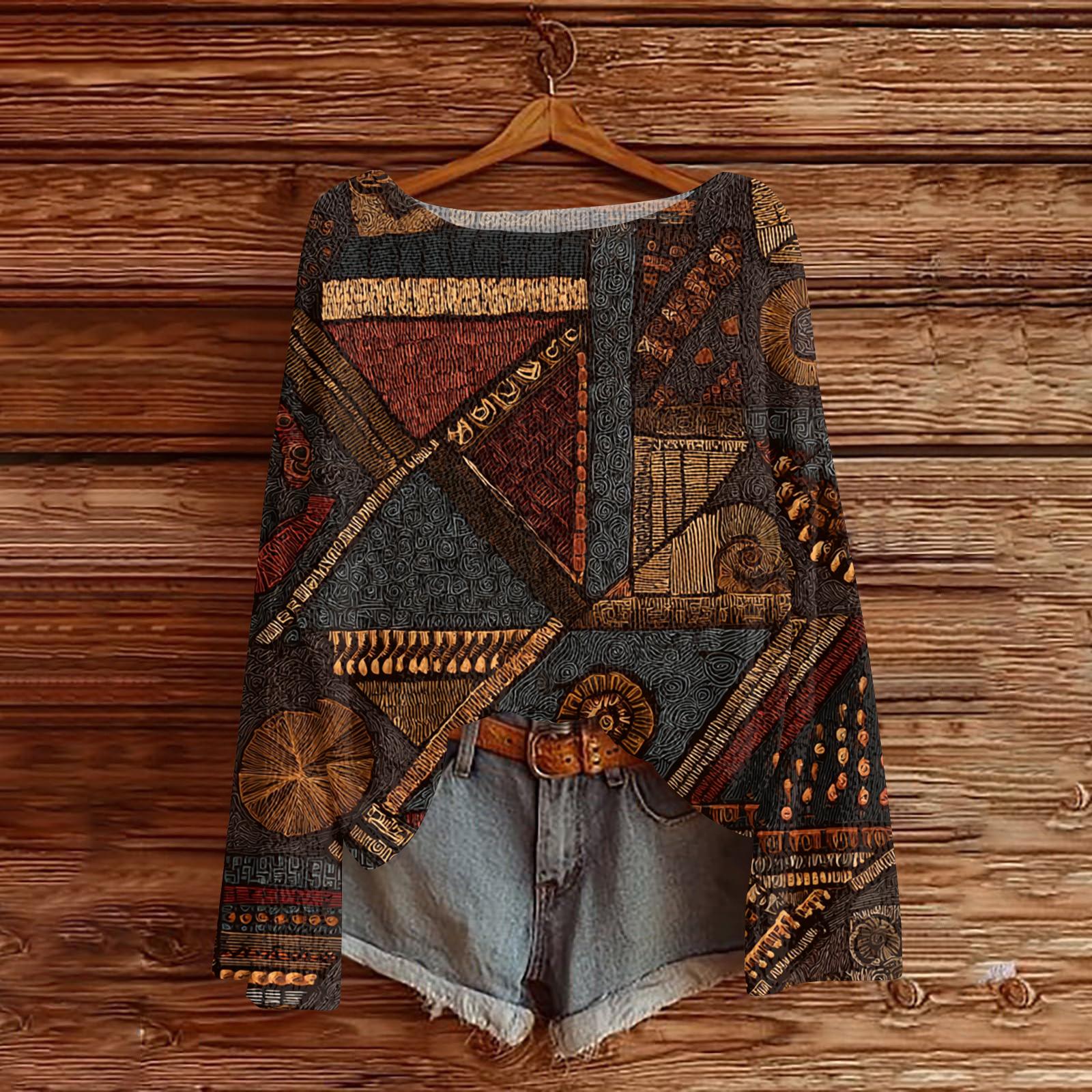 

Женский легкий свитер повседневный с длинным рукавом вязаный винтажный с цветочным принтом пуловер L кофейный