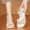 Coarse-heeled sandals women's spring new rhinestones with gentle temperament women's shoes