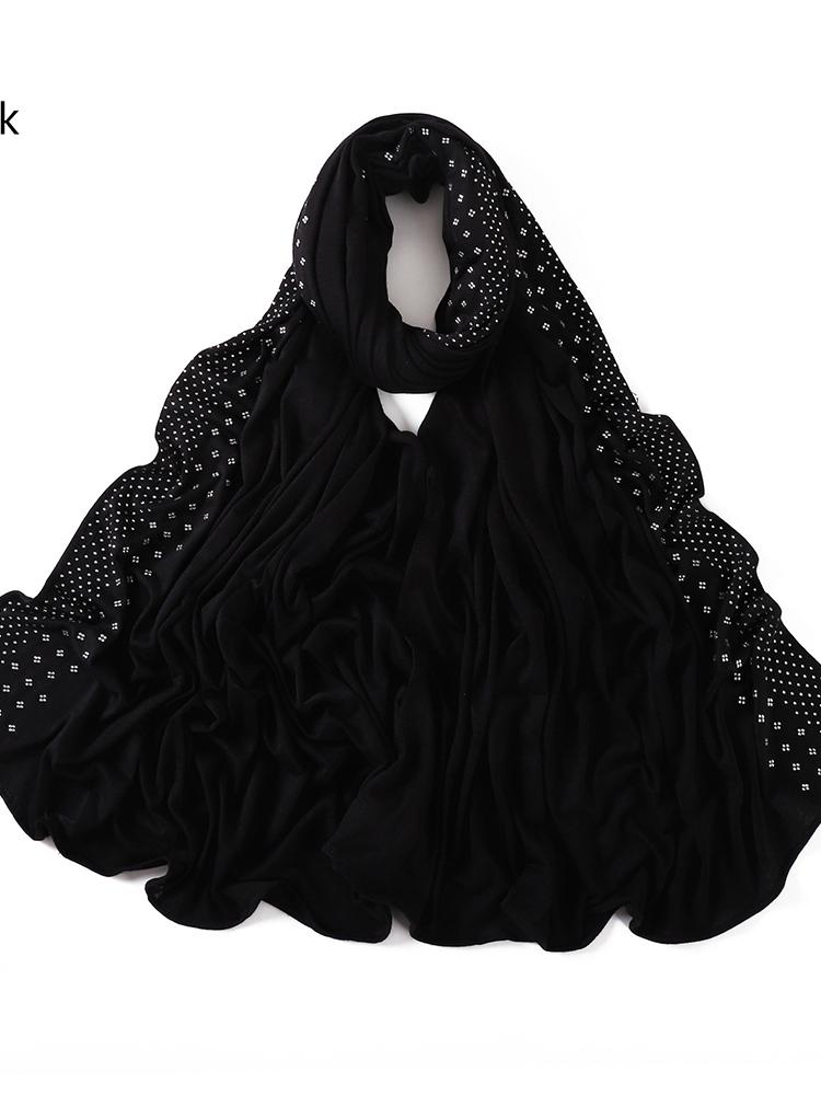 Bling Diamonds Star Jersey Hijab Scarf Muslim Rhinestone Turban Femme Musulman African Head Wraps Arab Turkish Hijabs for Women