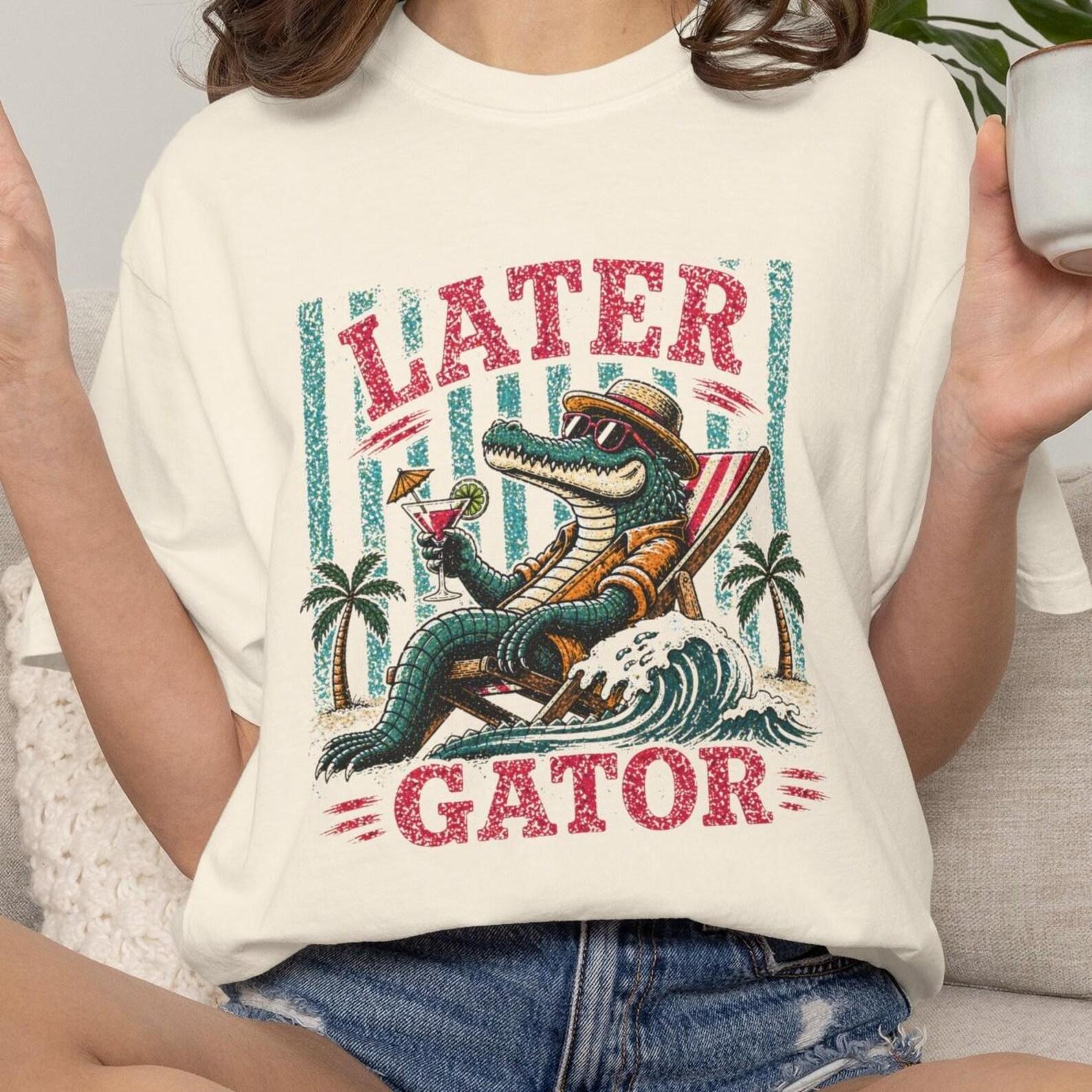 Later Gator Tshirt, Funny Alligator Tee, Crocodile Top, Vintage Retro Animal Shirt L