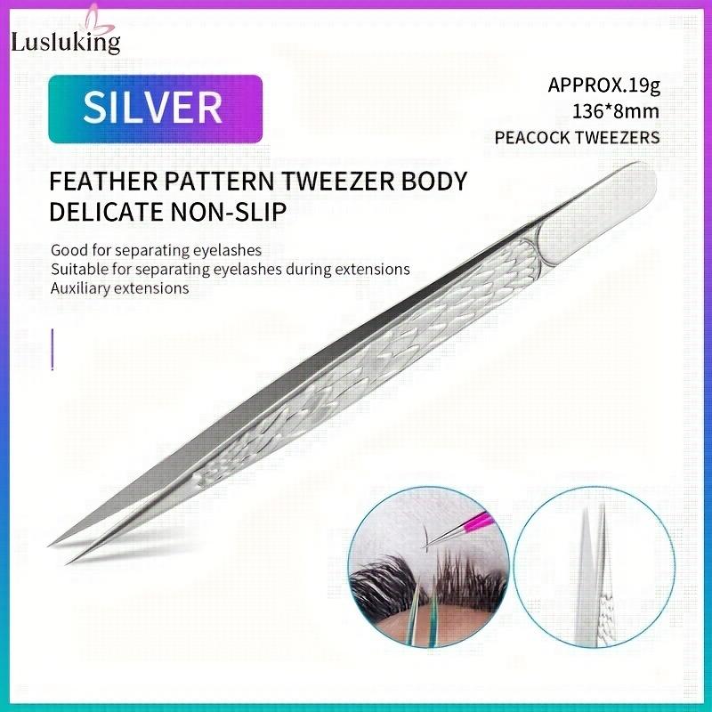 

LUSLUKING High Precision Stainless Steel Eyelash Extension Tweezers - Hypoallergenic, Straight Lash & Eyebrow Makeup Tools with Unique Iridescent