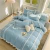 Korean Version Princess Style Four Piece Set of Cotton and Pure Cotton Butterfly Knot Duvet Cover Set Dormitory Bed Sheet