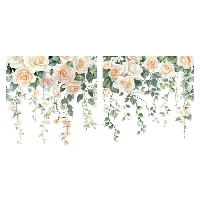 

Romantic White Roses, Flower Vines, Static Wall Stickers, Wedding Season, Window Glass Decoration, Traceless Stickers, Home Decoration Stickers 30 * 30 * 2 sheets