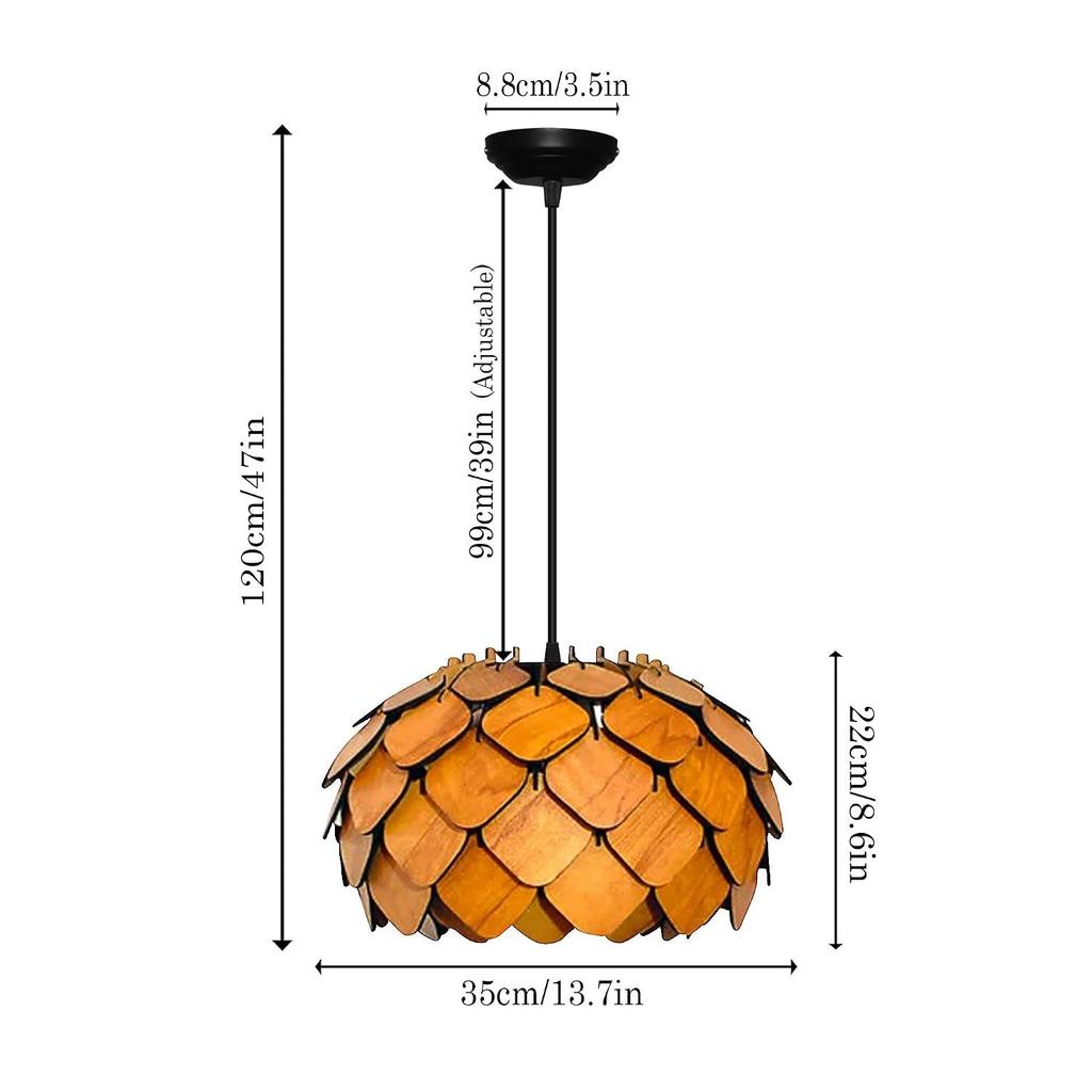 Wooden Pinecone Ceiling Light | lamp for Living Room | Rattan Hanging lamp for Drawing Room, Dining Room