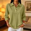 Damen Freizeit-Bluse mit Knopfleiste, 3/4-Ärmeln und Kragen für den Alltag