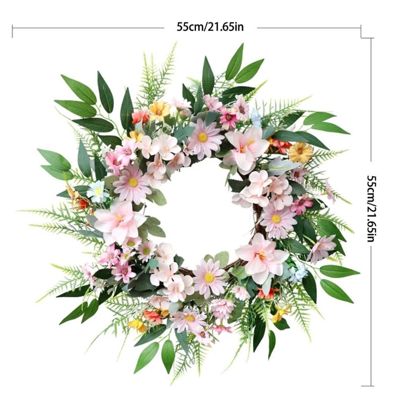 Artificial Flower with Leaves Wedding Wreath Spring Wreath Decoration for Door Window Hallway Farmhouses Home Decoration