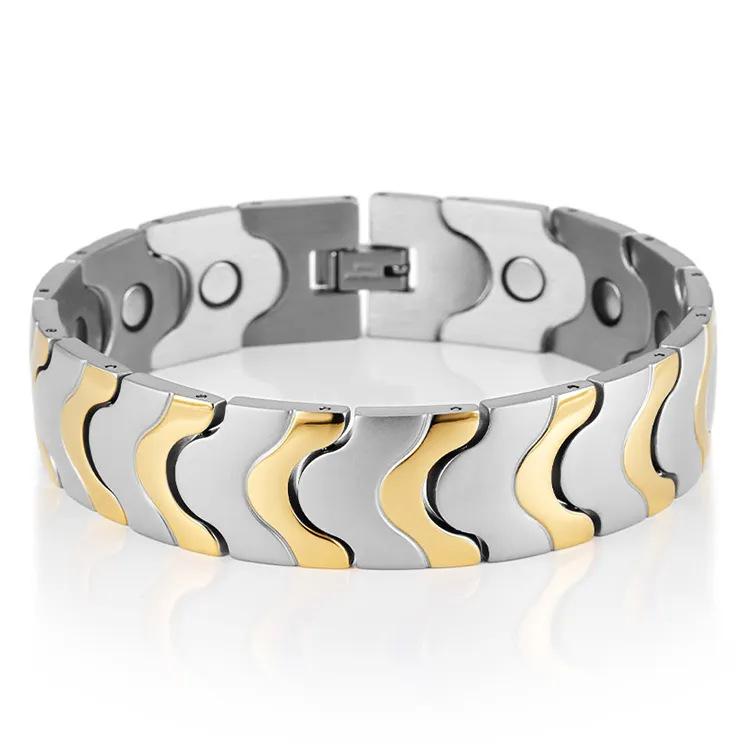 

Hot-selling Wavy Magnet Bracelet Detachable Biological Health Magnetic Bracelet золотий