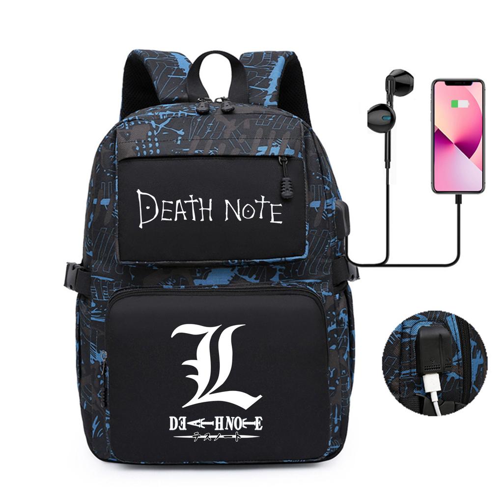 Riman Death Note Peripheral Backpack, Youth Student Schoolbag, Large-Capacity Outdoor Travel Backpack
