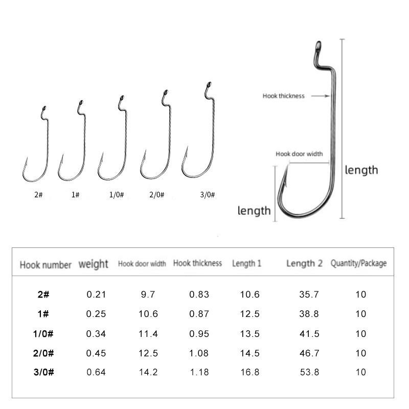 

Укрепите прецизионную упаковку крючка с узким животом, рыболовный крючок для мягкой наживки, мягкий крючок для насекомых Техасской рыболовной группы 1 # (10 pieces/pack)